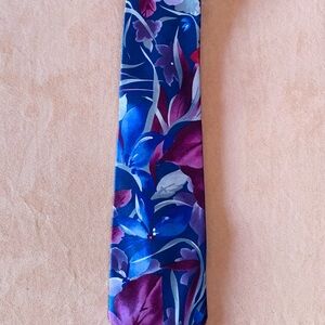 Men’s Blue & Purple Floral Tie - 100% polyester.